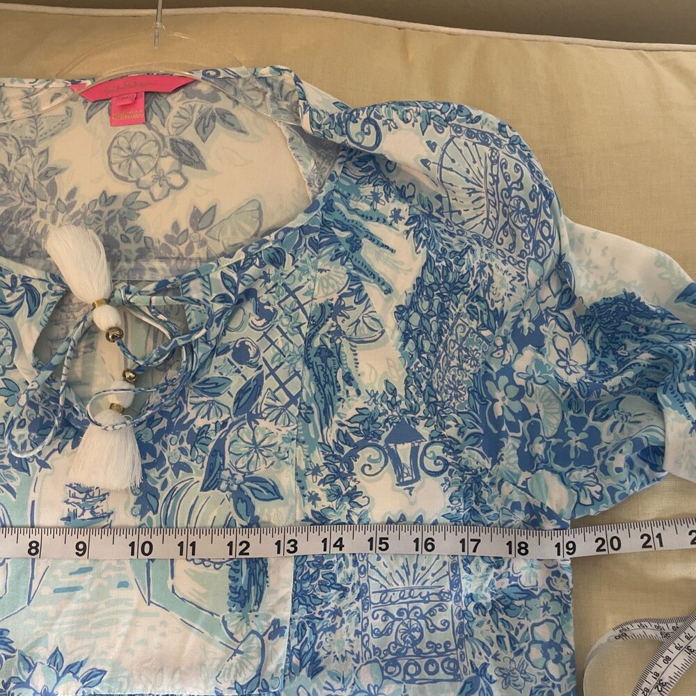 Lilly Pulitzer Azita Tunic Dress in Multi "Toile Me About It" Tassels M - Picture 6 of 9